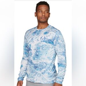 Realtree Gulf Stream Performance Fishing Shirt LT Blue Camo NWT
